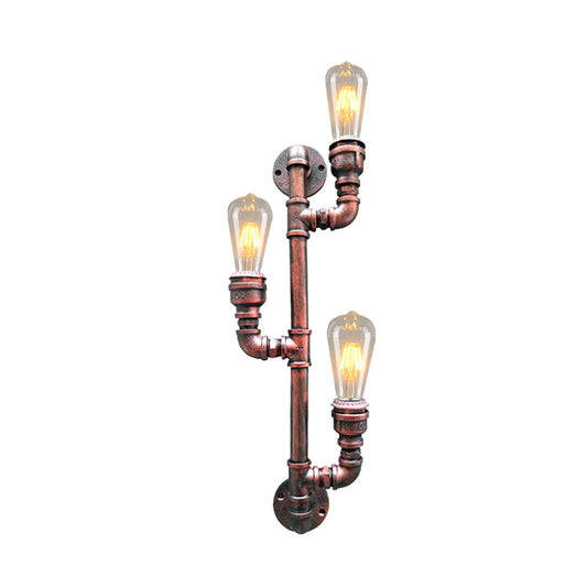 Frendorf | Metalen Roest Afwerking Wandlamp Tak 3 Koppen Vintage Wandmontage Pijp Lamp voor Hoek