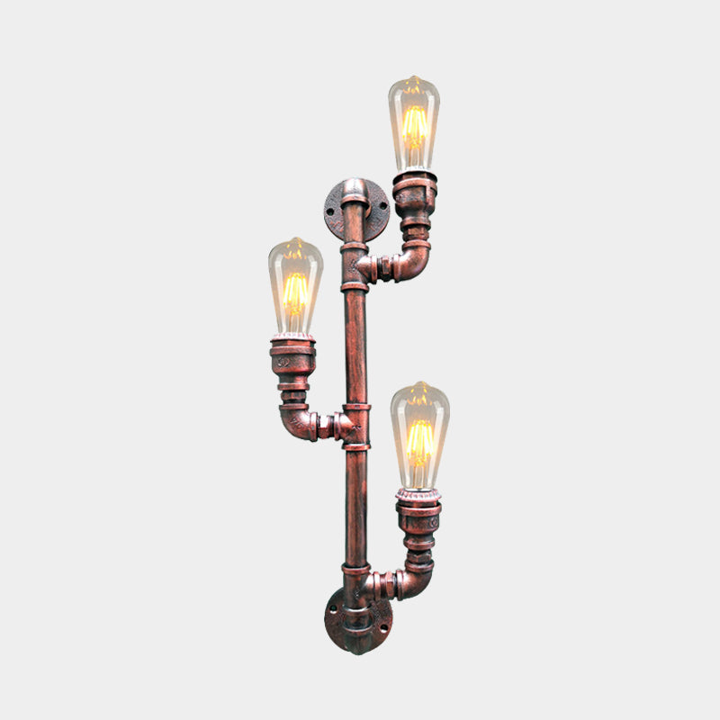 Frendorf | Metalen Roest Afwerking Wandlamp Tak 3 Koppen Vintage Wandmontage Pijp Lamp voor Hoek