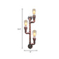 Frendorf | Metalen Roest Afwerking Wandlamp Tak 3 Koppen Vintage Wandmontage Pijp Lamp voor Hoek