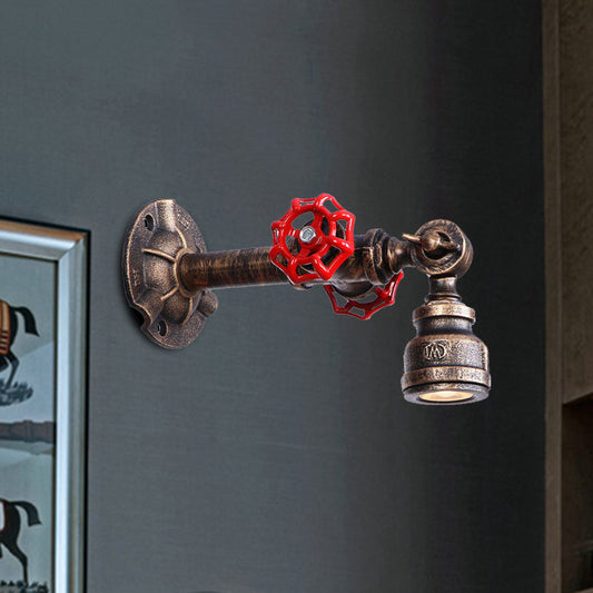 Frendorf | Bronze 1 Licht Wandlamp Geantiqueerd Metalen Pijp en Ventiel Wandmontage Lamp, 8"/10" Breed