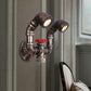 Frendorf | 1/2-Bulb Wandleuchte Farmhouse Wasserrohr Eisen Wandlampe in Bronze mit rotem Ventil Deco