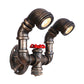 Frendorf | 1/2-Bulb Wandleuchte Farmhouse Wasserrohr Eisen Wandlampe in Bronze mit rotem Ventil Deco