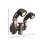 Frendorf | 1/2-Bulb Wandleuchte Farmhouse Wasserrohr Eisen Wandlampe in Bronze mit rotem Ventil Deco
