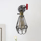Frendorf | 1 Kopf Conical Cage Wandleuchte Vintage Schwarz/Rost/Silber Finish Metall Wandmontage Lampe mit Ventil Deco
