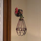 Frendorf | 1 Kopf Conical Cage Wandleuchte Vintage Schwarz/Rost/Silber Finish Metall Wandmontage Lampe mit Ventil Deco