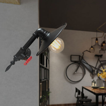 Frendorf | Schwarz Finish Flache Wandlampe Sconce Bauernhaus Metallic 1-Lampe Eck Wandmontage Rohrlampe