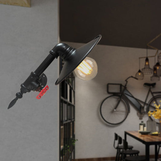 Frendorf | Schwarz Finish Flache Wandlampe Sconce Bauernhaus Metallic 1-Lampe Eck Wandmontage Rohrlampe