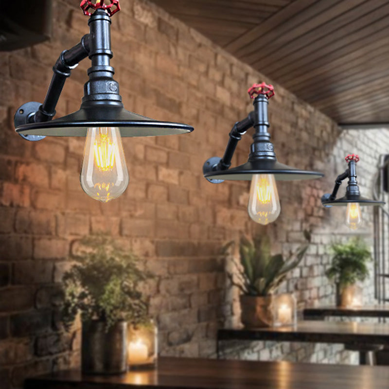 Frendorf | Flach Wohnzimmer Wandleuchte Leuchten Antikwaren Eisen 1 Kopf Schwarz/Kupfer Wandmontierte Licht mit Ventil Deco