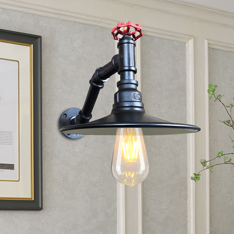 Frendorf | Flach Wohnzimmer Wandleuchte Leuchten Antikwaren Eisen 1 Kopf Schwarz/Kupfer Wandmontierte Licht mit Ventil Deco