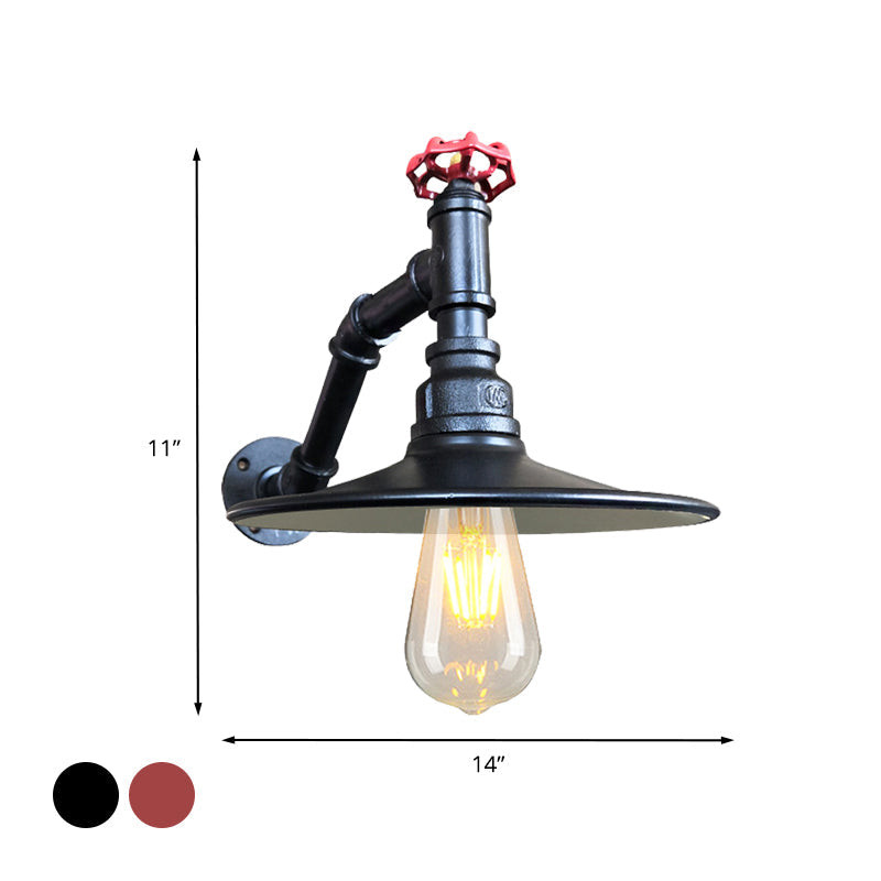 Frendorf | Flach Wohnzimmer Wandleuchte Leuchten Antikwaren Eisen 1 Kopf Schwarz/Kupfer Wandmontierte Licht mit Ventil Deco