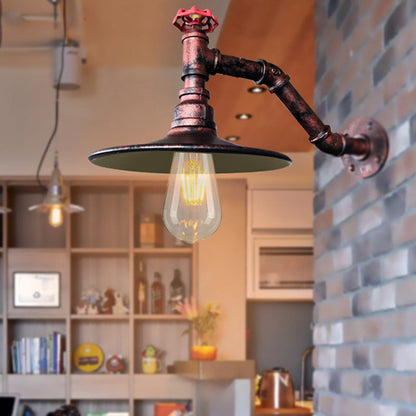 Frendorf | Flach Wohnzimmer Wandleuchte Leuchten Antikwaren Eisen 1 Kopf Schwarz/Kupfer Wandmontierte Licht mit Ventil Deco
