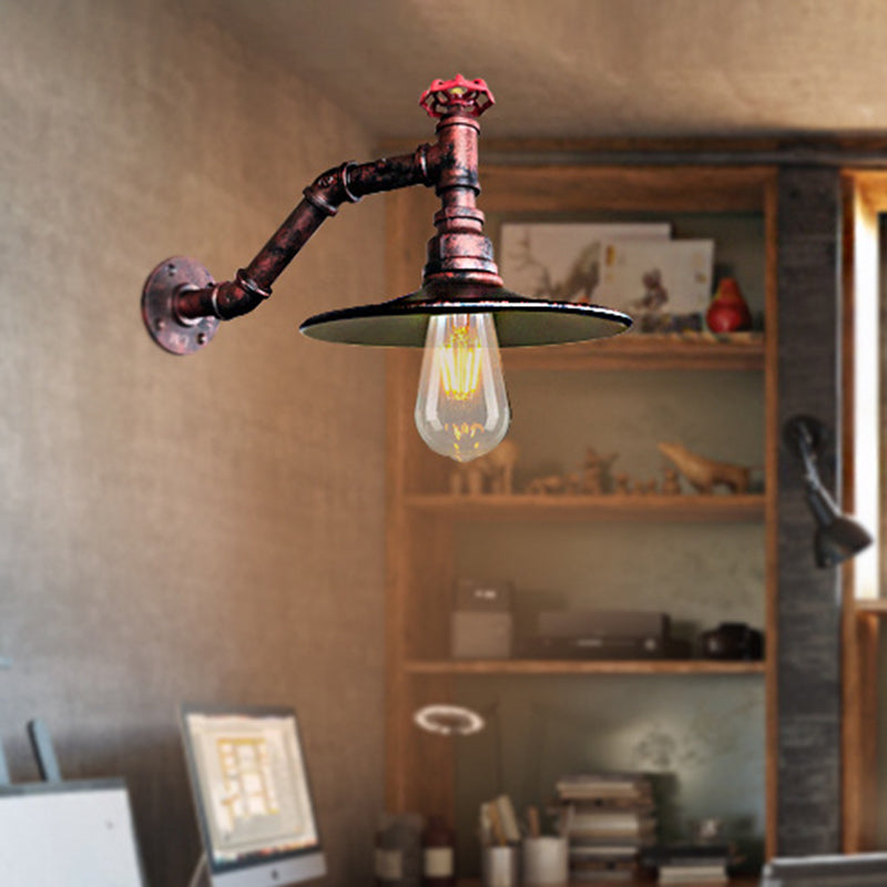 Frendorf | Flach Wohnzimmer Wandleuchte Leuchten Antikwaren Eisen 1 Kopf Schwarz/Kupfer Wandmontierte Licht mit Ventil Deco