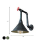Frendorf | 1 Lichtpijp en Ventiel Wandlamp Rustiek Zwart/Bronzen Metaal Muurbevestiging Lamp met Conische Schaduw voor Restaurant