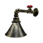 Frendorf | Eisen Bronze Wandleuchte Vintage Kegelförmige 1-Kopf Industrielle Wandlampe Leuchte mit Rotem Ventil Dekor
