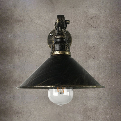 Frendorf | Antiek Messing 1-Lamp Wandlamp Vintage Metaal Kegelscherm Wand Gemonteerde Lamp voor Restaurant