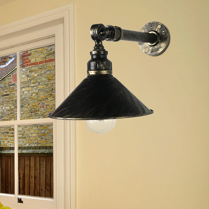 Frendorf | Antiek Messing 1-Lamp Wandlamp Vintage Metaal Kegelscherm Wand Gemonteerde Lamp voor Restaurant