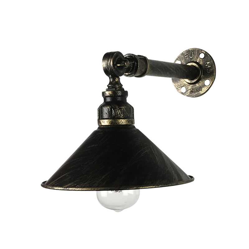 Frendorf | Antiek Messing 1-Lamp Wandlamp Vintage Metaal Kegelscherm Wand Gemonteerde Lamp voor Restaurant