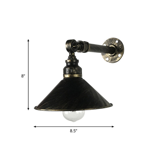 Frendorf | Antiek Messing 1-Lamp Wandlamp Vintage Metaal Kegelscherm Wand Gemonteerde Lamp voor Restaurant