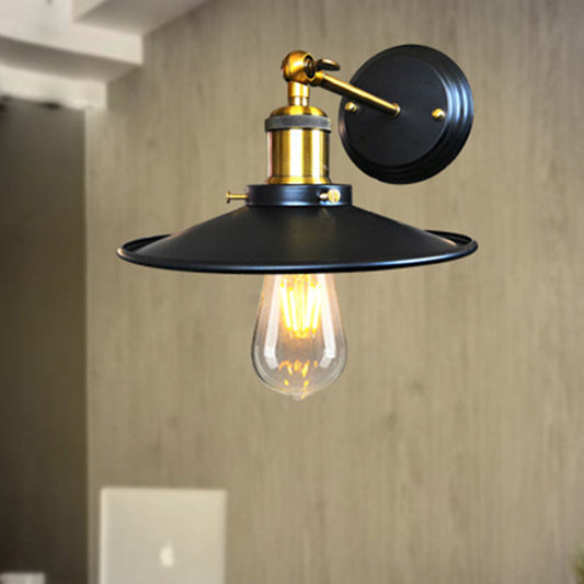 Frendorf | Eisen Schwarz Finish Wandmontage Sconce Geweitet 1-Licht Industrielle Wandbeleuchtungsarmatur