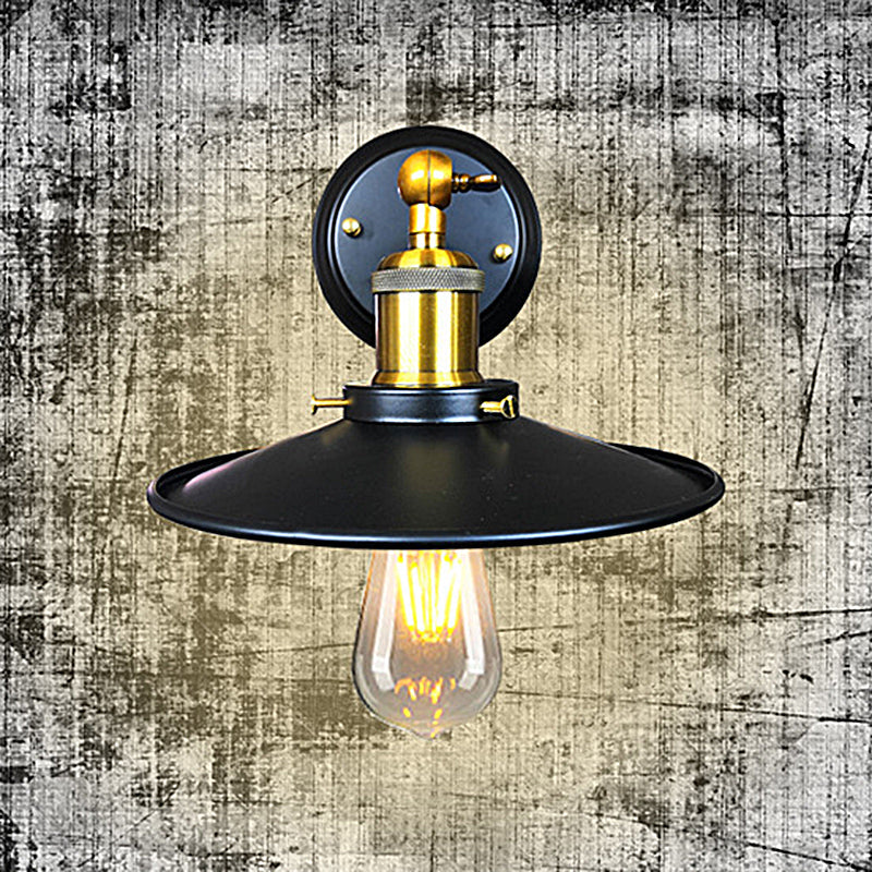 Frendorf | Eisen Schwarz Finish Wandmontage Sconce Geweitet 1-Licht Industrielle Wandbeleuchtungsarmatur