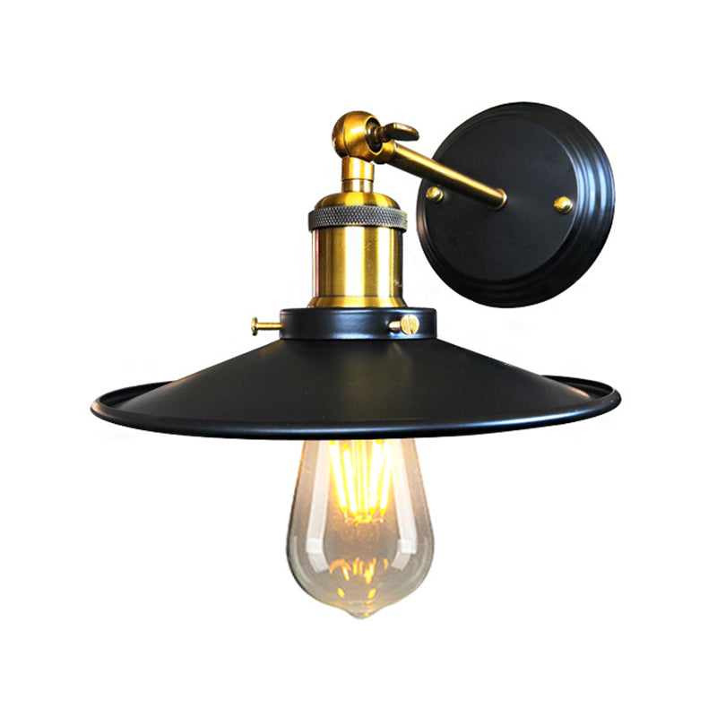 Frendorf | Eisen Schwarz Finish Wandmontage Sconce Geweitet 1-Licht Industrielle Wandbeleuchtungsarmatur