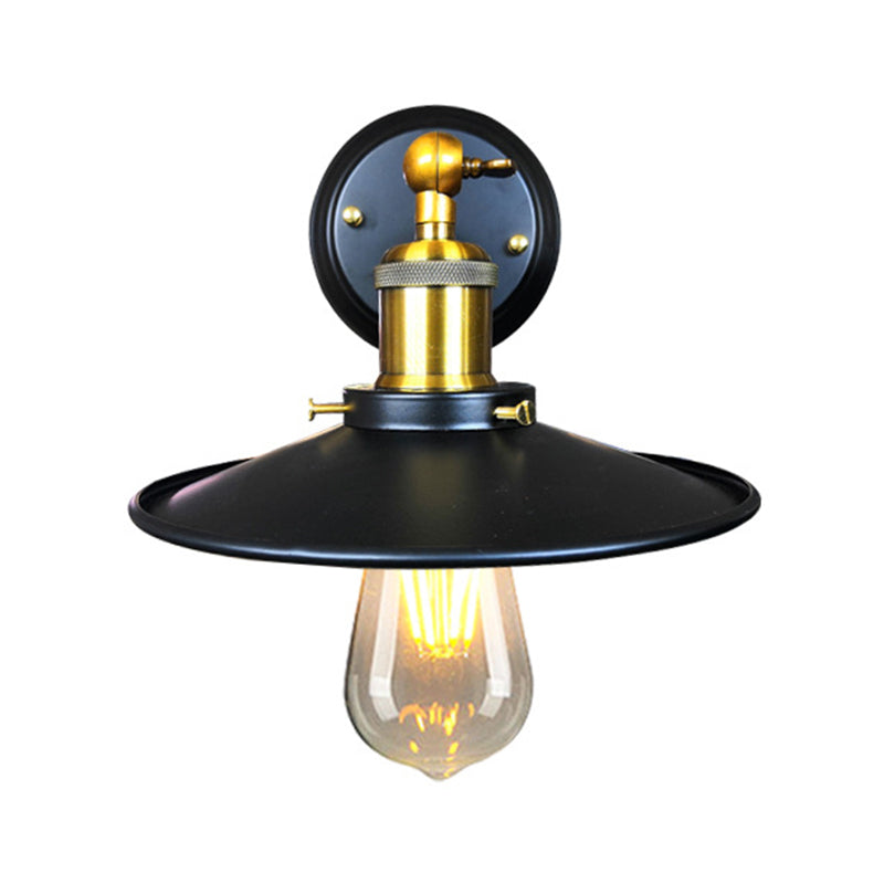 Frendorf | Eisen Schwarz Finish Wandmontage Sconce Geweitet 1-Licht Industrielle Wandbeleuchtungsarmatur