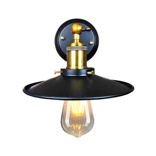Frendorf | Eisen Schwarz Finish Wandmontage Sconce Geweitet 1-Licht Industrielle Wandbeleuchtungsarmatur