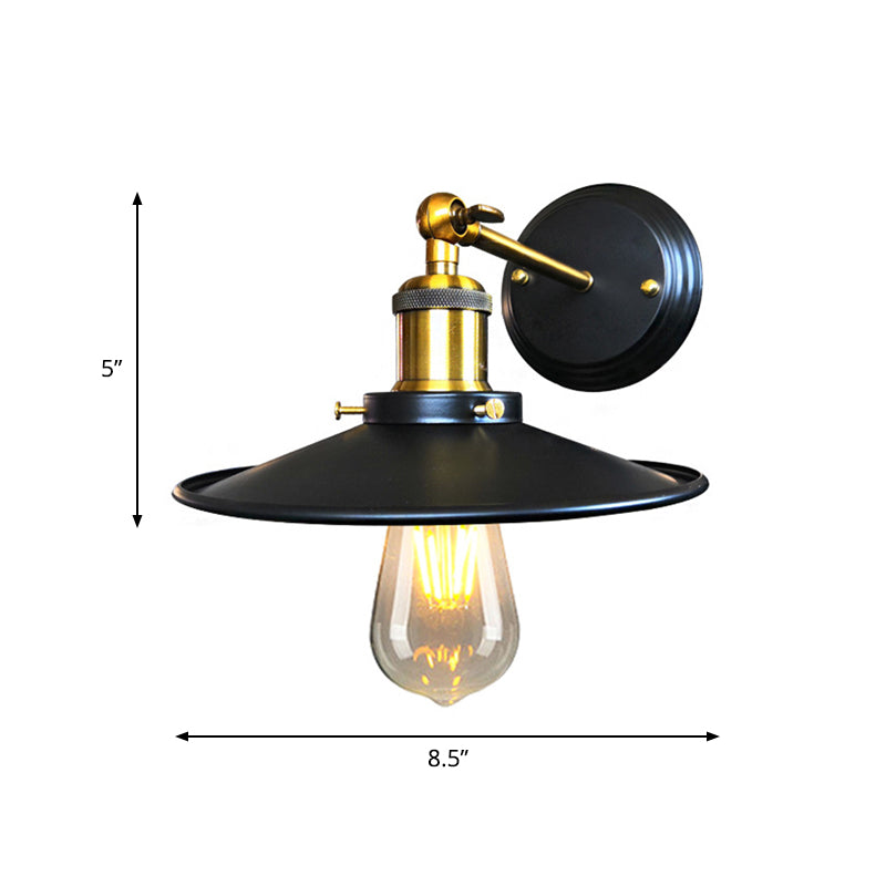 Frendorf | Eisen Schwarz Finish Wandmontage Sconce Geweitet 1-Licht Industrielle Wandbeleuchtungsarmatur