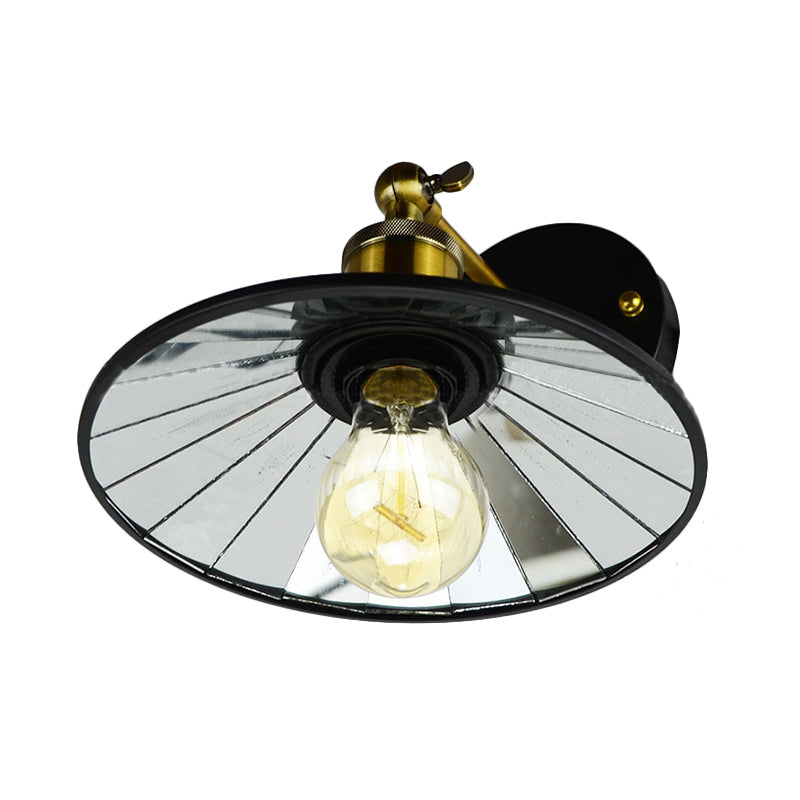 Antiqued Wide Flare Wandleuchte 1 Kopf Metall Wandmontierte Lampe in Schwarz für Restaurant
