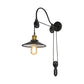 Frendorf | 1 Licht Flared Pulley Wandlamp Industrie Zwart Metallic Sconces Lamp met Gooseneck Arm