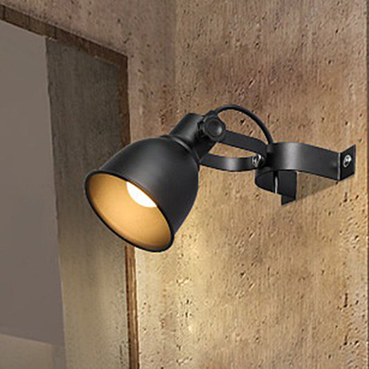 Frendorf | Schwarze Ausführung 1-Birnen Wandlampe Sconces Industrieel Eisen Kuppel Wandmontierte Lampe mit verstellbarem Griff