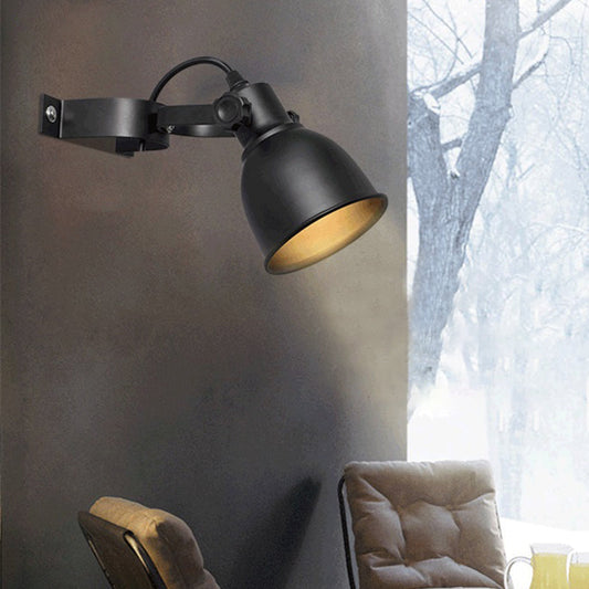 Frendorf | Schwarze Ausführung 1-Birnen Wandlampe Sconces Industrieel Eisen Kuppel Wandmontierte Lampe mit verstellbarem Griff