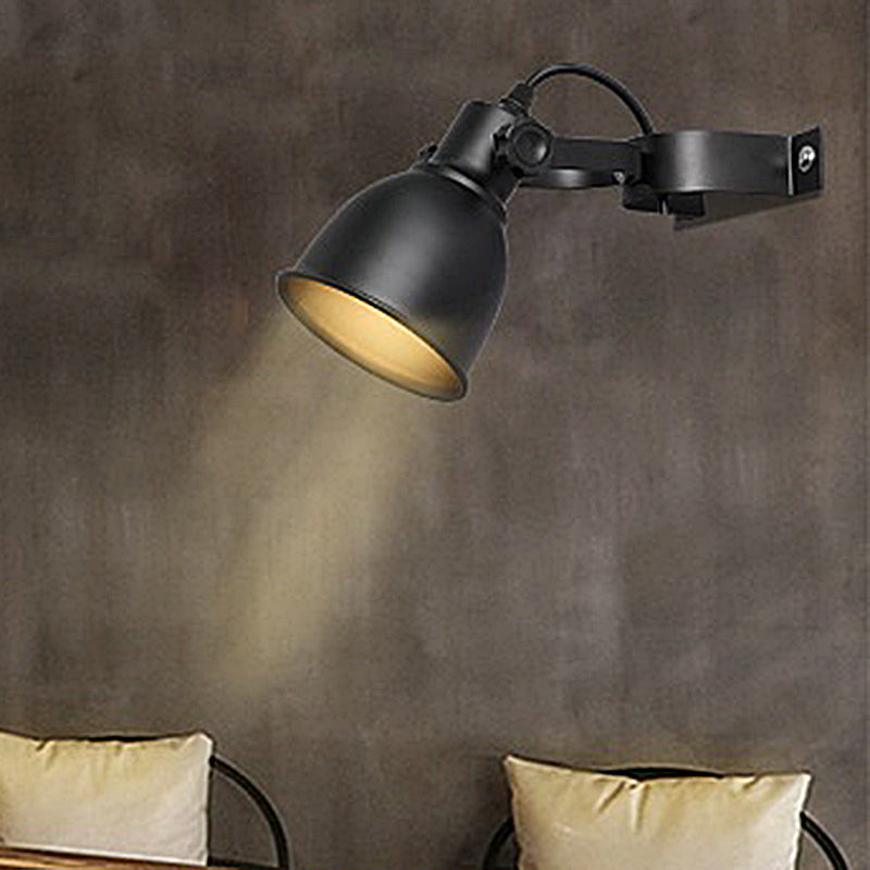 Frendorf | Schwarze Ausführung 1-Birnen Wandlampe Sconces Industrieel Eisen Kuppel Wandmontierte Lampe mit verstellbarem Griff