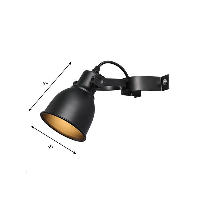 Frendorf | Schwarze Ausführung 1-Birnen Wandlampe Sconces Industrieel Eisen Kuppel Wandmontierte Lampe mit verstellbarem Griff