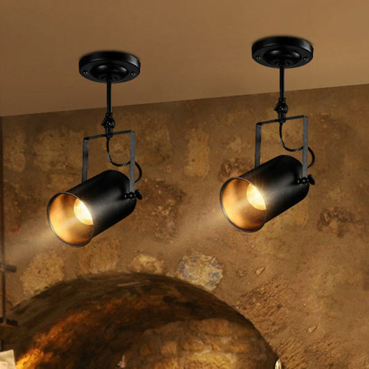 Frendorf | Farmhouse Zilindersconce Verlichting 1-Lichts IJzeren Wandlamp Fixture in Zwart met Verstelbare Handgreep