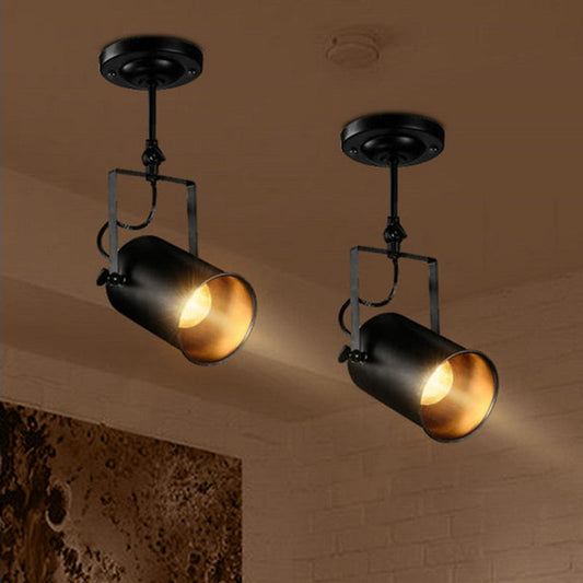 Frendorf | Farmhouse Zilindersconce Verlichting 1-Lichts IJzeren Wandlamp Fixture in Zwart met Verstelbare Handgreep