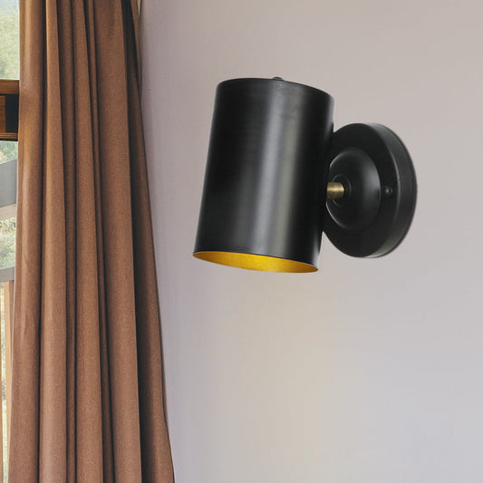 Frendorf | 1 Licht Zilindervormige Wandlamp Armatuur Boerderij Zwarte Afwerking Metalen Wandmontage Wandlamp voor Bedzijde, 4"/6" W