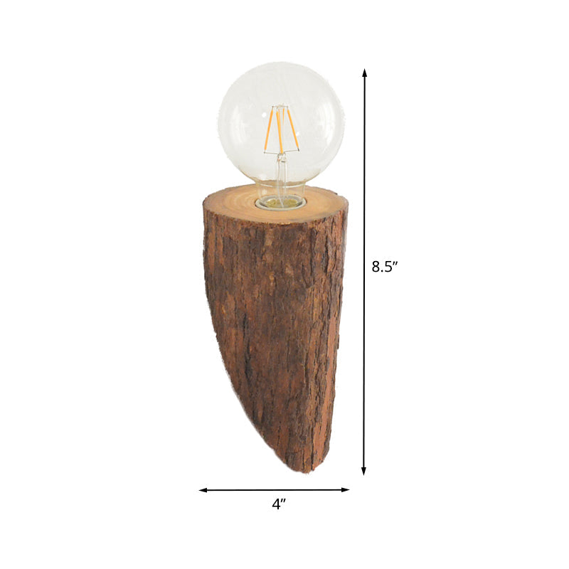 Frendorf | Fasgevormte Rohr Holz Wandbeleuchtungseinheit Landhaus 1-Kopf Wohnzimmer Wandmontage Wandleuchte in Braun