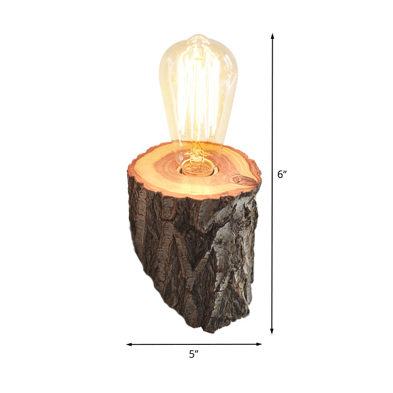 Frendorf | Holz abgeschrägte Röhren-Wandleuchte Landhaus 1-Glühbirnen Flur Wandlampe Leuchte in Beige