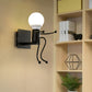 Frendorf | Zwart/Wit Menselijke Vorm Wandlamp Art Deco Metallic 1/2-Kop Bedside Wandgemonteerde Verlichting
