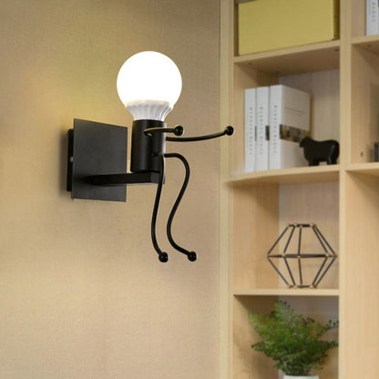 Frendorf | Zwart/Wit Menselijke Vorm Wandlamp Art Deco Metallic 1/2-Kop Bedside Wandgemonteerde Verlichting