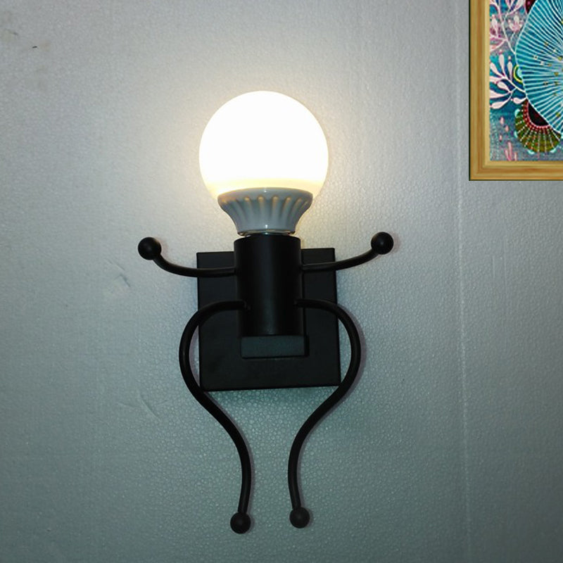 Frendorf | Zwart/Wit Menselijke Vorm Wandlamp Art Deco Metallic 1/2-Kop Bedside Wandgemonteerde Verlichting