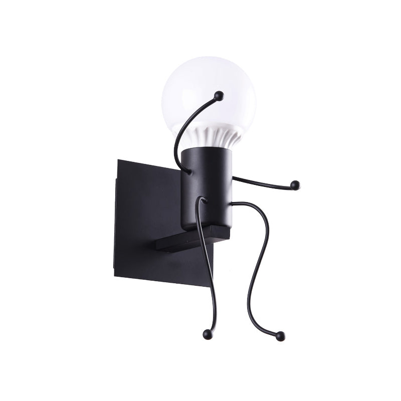 Frendorf | Zwart/Wit Menselijke Vorm Wandlamp Art Deco Metallic 1/2-Kop Bedside Wandgemonteerde Verlichting