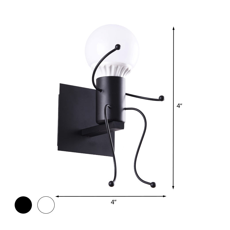 Frendorf | Zwart/Wit Menselijke Vorm Wandlamp Art Deco Metallic 1/2-Kop Bedside Wandgemonteerde Verlichting