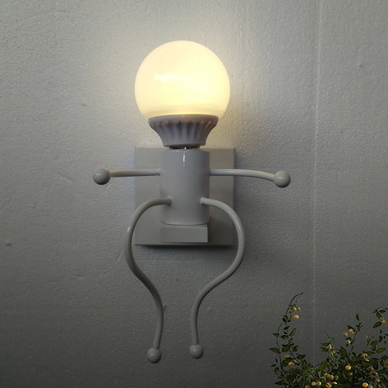 Frendorf | Zwart/Wit Menselijke Vorm Wandlamp Art Deco Metallic 1/2-Kop Bedside Wandgemonteerde Verlichting