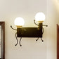 Frendorf | Zwart/Wit Menselijke Vorm Wandlamp Art Deco Metallic 1/2-Kop Bedside Wandgemonteerde Verlichting
