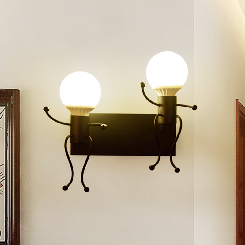Frendorf | Zwart/Wit Menselijke Vorm Wandlamp Art Deco Metallic 1/2-Kop Bedside Wandgemonteerde Verlichting