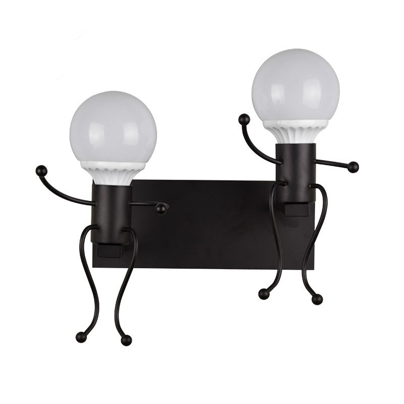Frendorf | Zwart/Wit Menselijke Vorm Wandlamp Art Deco Metallic 1/2-Kop Bedside Wandgemonteerde Verlichting