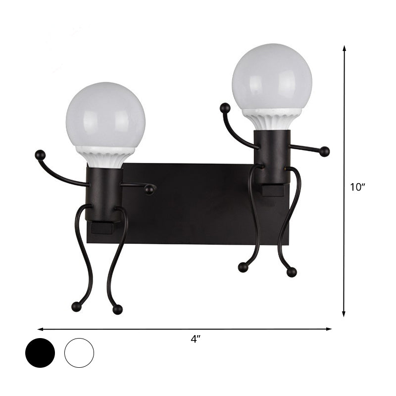 Frendorf | Zwart/Wit Menselijke Vorm Wandlamp Art Deco Metallic 1/2-Kop Bedside Wandgemonteerde Verlichting
