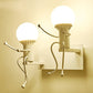 Frendorf | Zwart/Wit Menselijke Vorm Wandlamp Art Deco Metallic 1/2-Kop Bedside Wandgemonteerde Verlichting